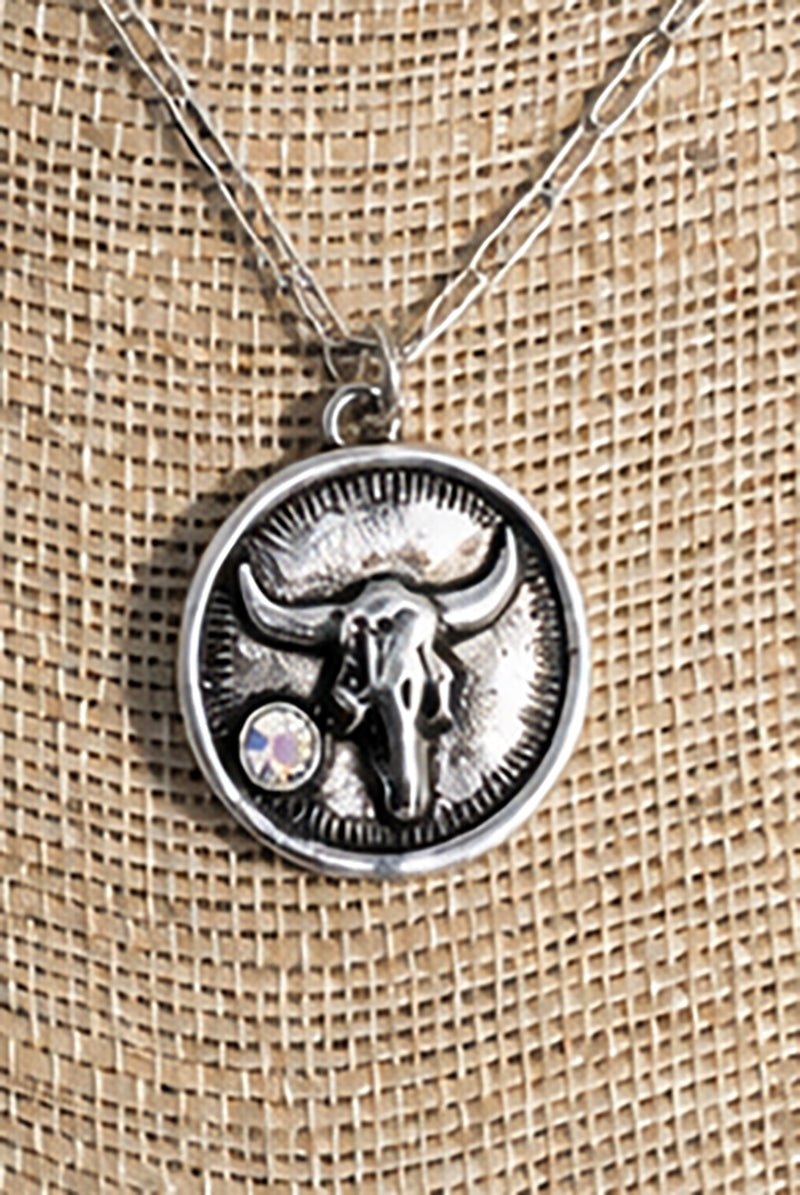 TIPI Iridescent Steer Spirit Silvertone Necklace - Wholesale Accessory Market