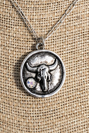 TIPI Iridescent Steer Spirit Silvertone Necklace - Wholesale Accessory Market
