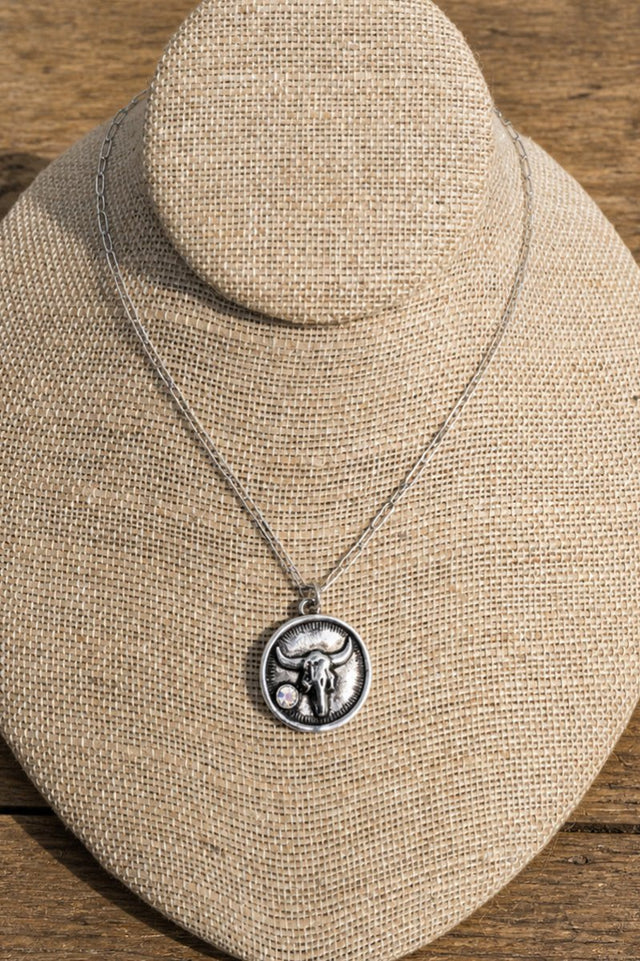 TIPI Iridescent Steer Spirit Silvertone Necklace - Wholesale Accessory Market