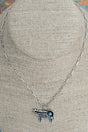 TIPI Turquoise Barnyard Blossom Cow Silvertone Necklace - Wholesale Accessory Market