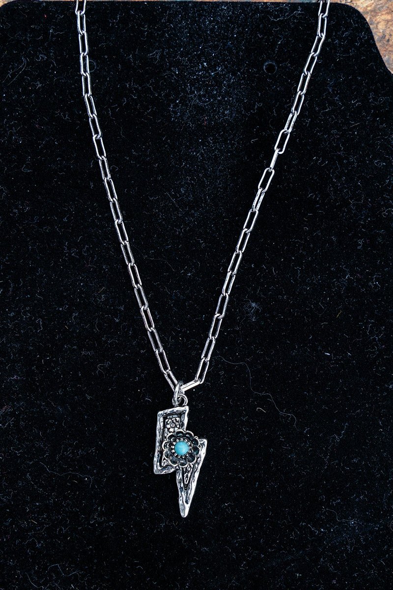TIPI Turquoise Bolt Blossom Silvertone Necklace - Wholesale Accessory Market