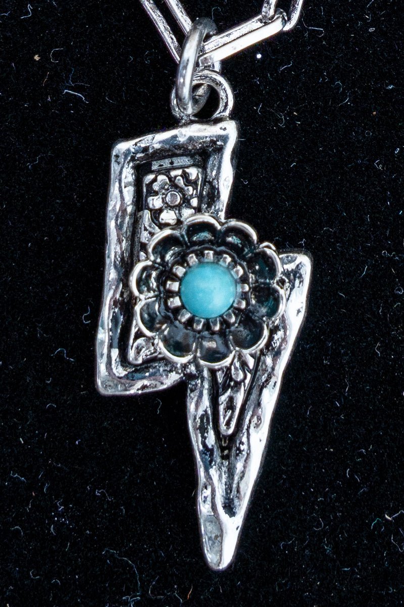 TIPI Turquoise Bolt Blossom Silvertone Necklace - Wholesale Accessory Market