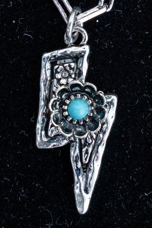 TIPI Turquoise Bolt Blossom Silvertone Necklace - Wholesale Accessory Market