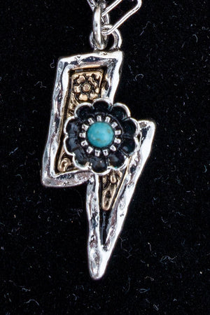 TIPI Turquoise Bolt Blossom Two-Tone Necklace - Wholesale Accessory Market