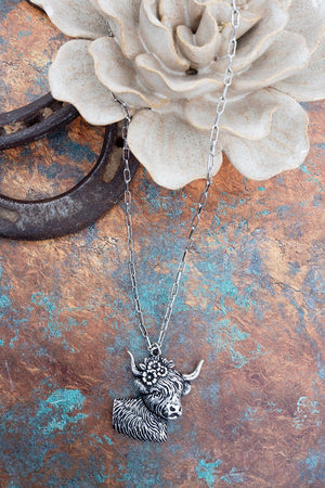 TIPI Petals & Prairie Silvertone Buffalo Necklace - Wholesale Accessory Market