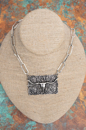 TIPI Sagebrush Steer Silvertone Necklace - Wholesale Accessory Market