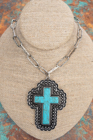TIPI Turquiose Stoneflare Faith Silvertone Necklace - Wholesale Accessory Market
