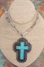 TIPI Turquiose Stoneflare Faith Silvertone Necklace - Wholesale Accessory Market