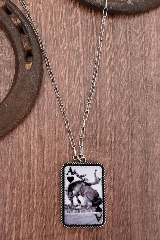 TIPI Arena Bronco Ace Silvertone Necklace - Wholesale Accessory Market