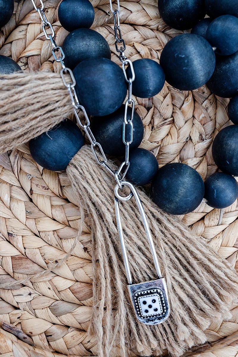 TIPI Dice Pin Drop Silvertone Necklace - Wholesale Accessory Market
