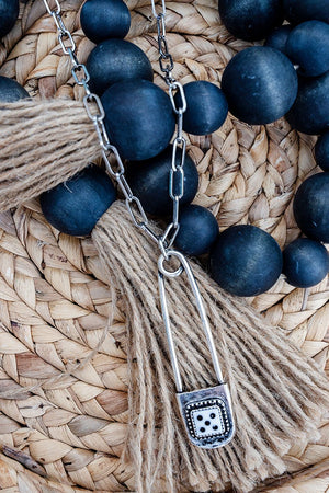 TIPI Dice Pin Drop Silvertone Necklace - Wholesale Accessory Market