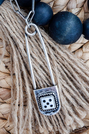 TIPI Dice Pin Drop Silvertone Necklace - Wholesale Accessory Market