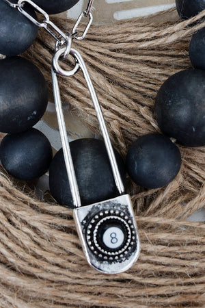 TIPI 8 Ball Pin Drop Silvertone Necklace - Wholesale Accessory Market