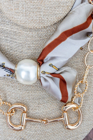 TIPI Saddle Society Taupe & Goldtone Double Scarf Necklace Set - Wholesale Accessory Market