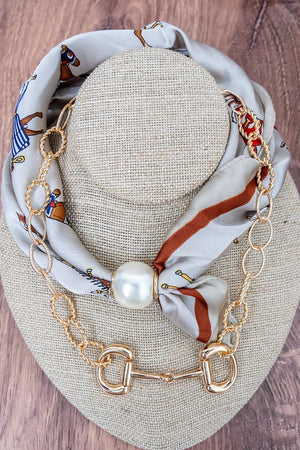 TIPI Saddle Society Taupe & Goldtone Double Scarf Necklace Set - Wholesale Accessory Market