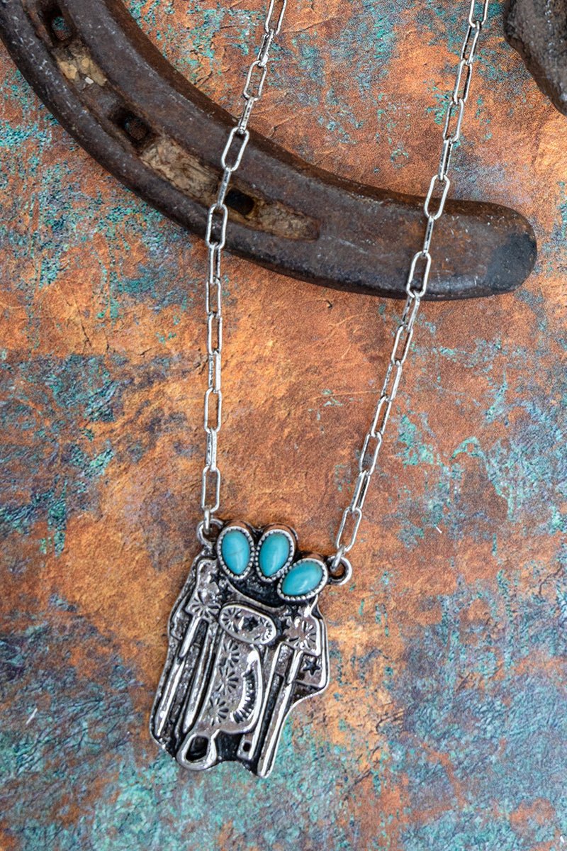 TIPI Turquoise Back In The Saddle Silvertone Necklace - Wholesale Accessory Market