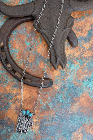 TIPI Turquoise Back In The Saddle Silvertone Necklace - Wholesale Accessory Market