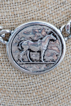TIPI Homestead Horse Silvertone Necklace - Wholesale Accessory Market