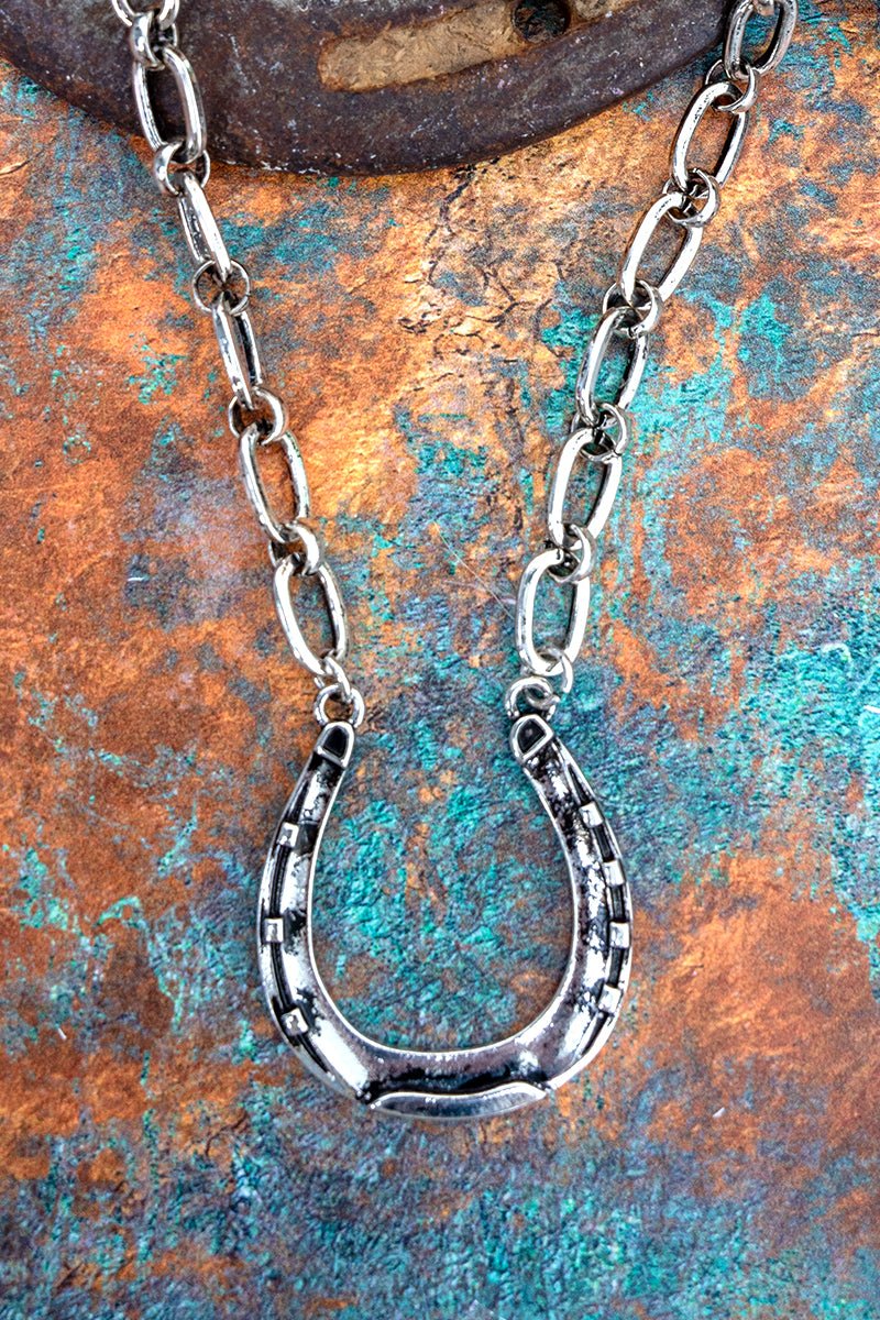 TIPI Hollow Creek Horseshoe Silvertone Necklace - Wholesale Accessory Market