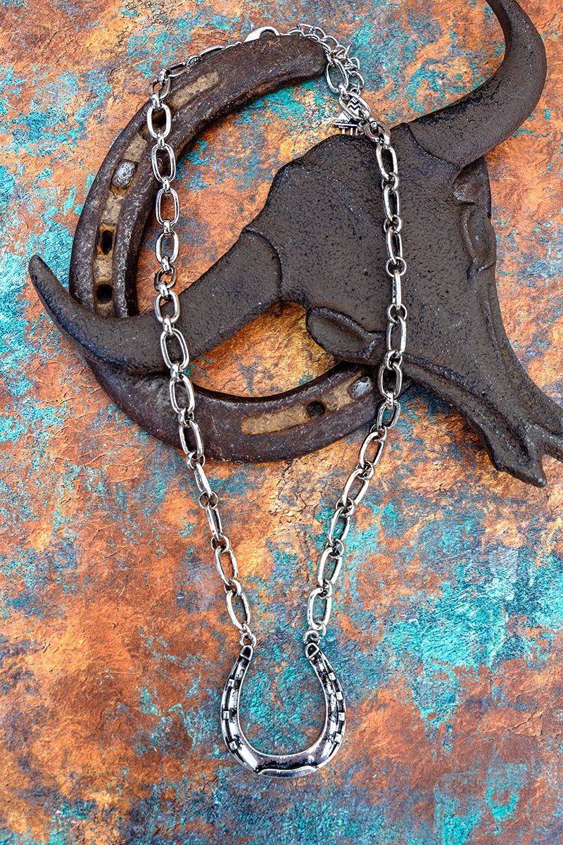 TIPI Hollow Creek Horseshoe Silvertone Necklace - Wholesale Accessory Market