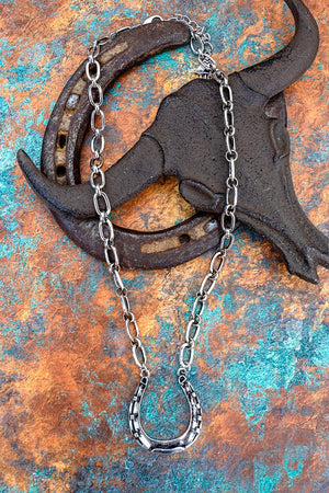 TIPI Hollow Creek Horseshoe Silvertone Necklace - Wholesale Accessory Market
