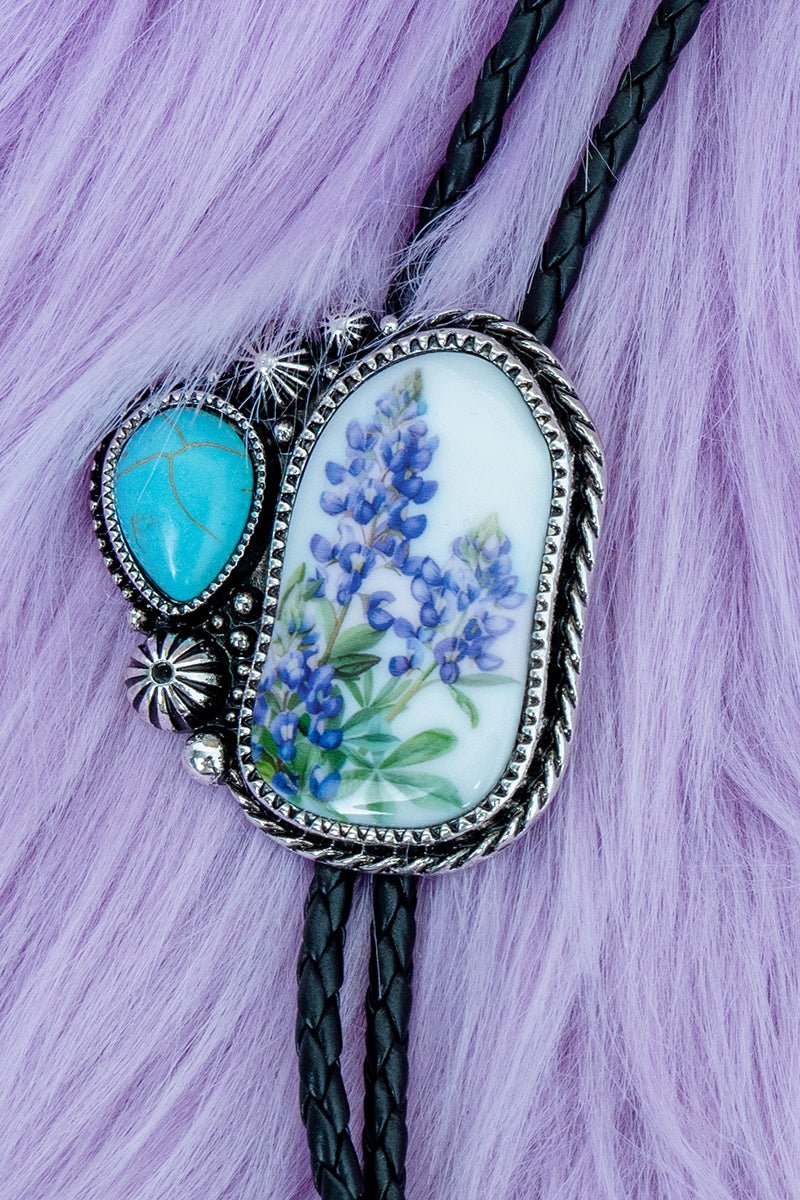 TIPI Blooming Prairie Turquoise & Silvertone Bolo Tie Necklace - Wholesale Accessory Market