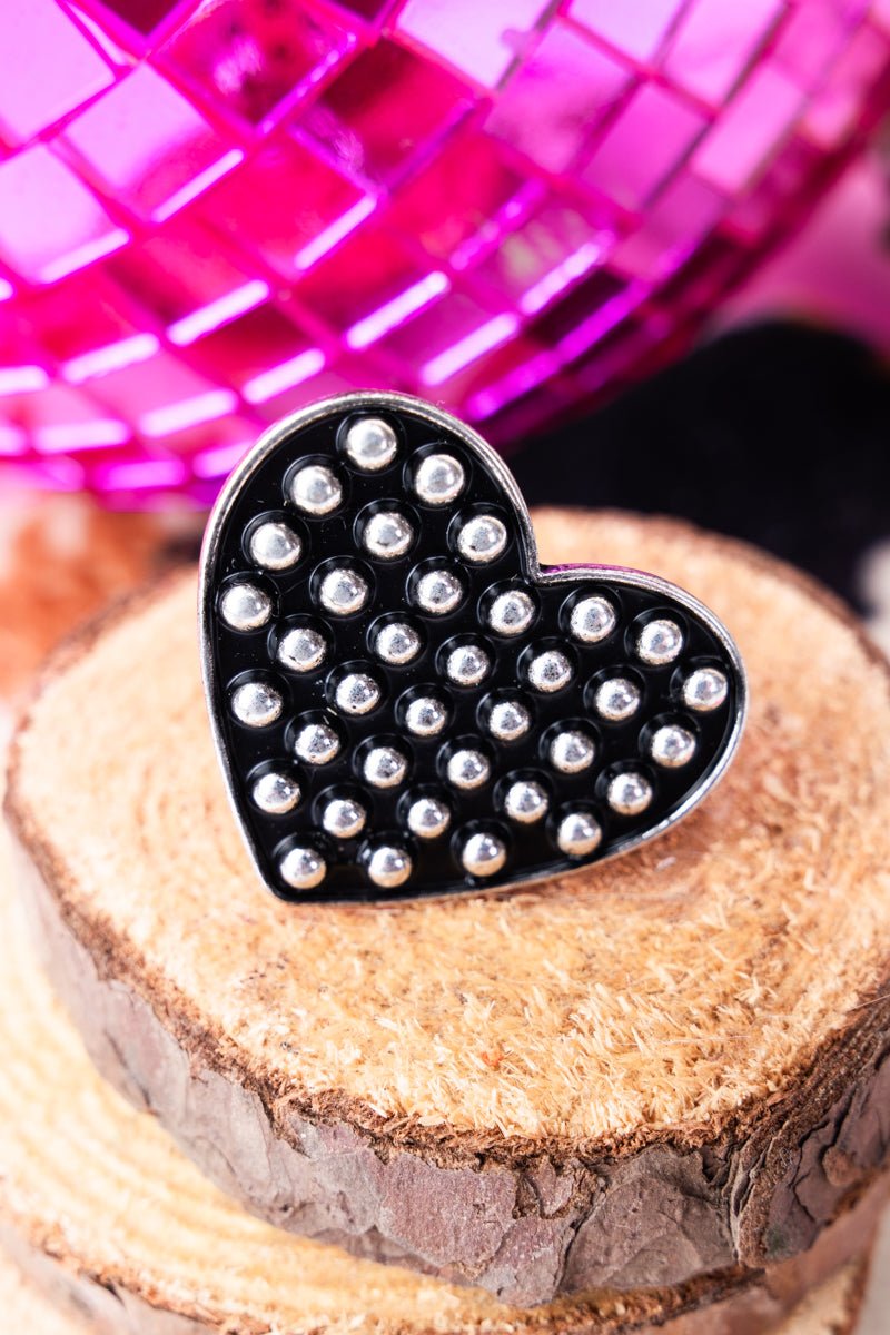 TIPI Ramblewood Studded Heart Silvertone Cuff Ring - Wholesale Accessory Market