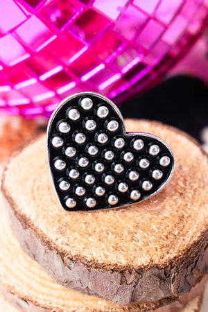 TIPI Ramblewood Studded Heart Silvertone Cuff Ring - Wholesale Accessory Market