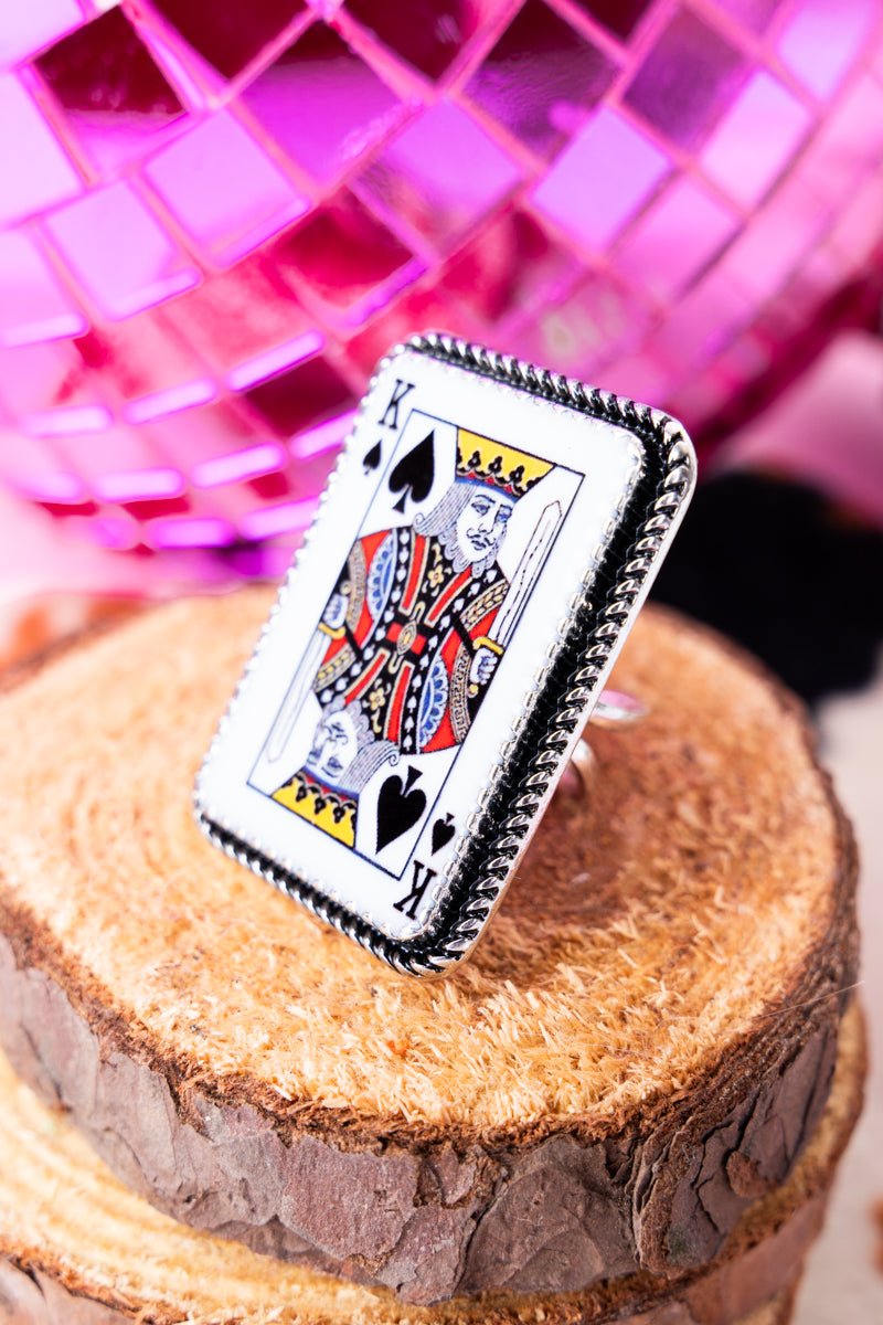 TIPI King Of Spades Silvertone Cuff Ring - Wholesale Accessory Market