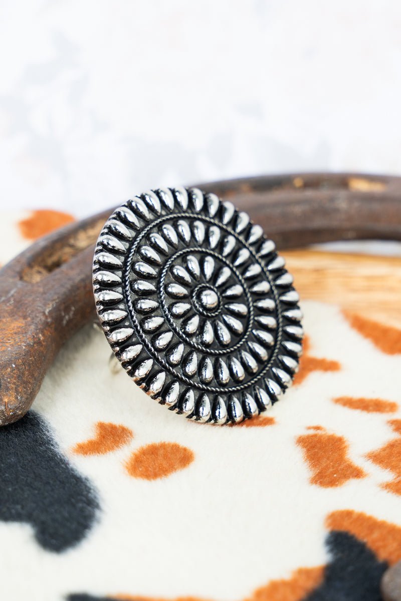 TIPI Aurora Silvertone Concho Silvertone Cuff Ring - Wholesale Accessory Market