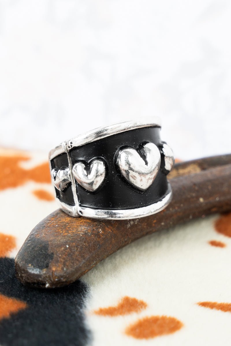 TIPI Heart's Melody Silvertone Stretch Ring - Wholesale Accessory Market