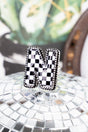 TIPI Black & White Checkered 'N' Silvertone Cuff Ring - Wholesale Accessory Market