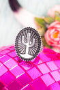 TIPI Sunizona Cactus Silvertone Stretch Ring - Wholesale Accessory Market