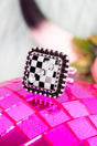 TIPI Iridescent Check Your Luck Silvertone Cuff Ring - Wholesale Accessory Market