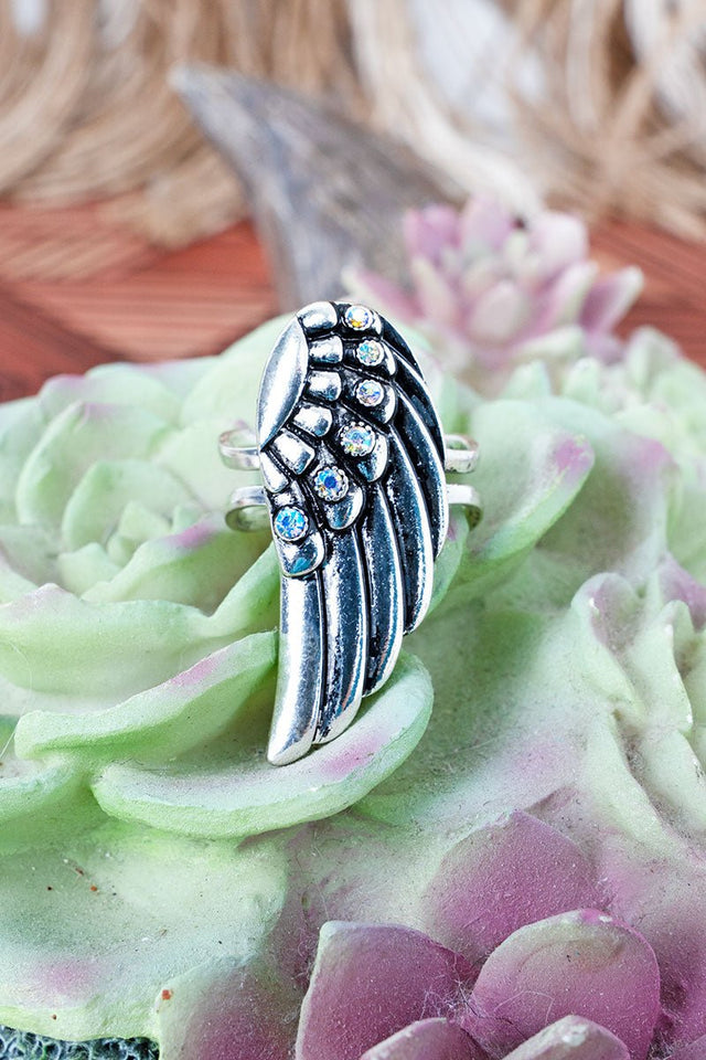 TIPI Iridescent I'll Fly Away Silvertone Ring - Wholesale Accessory Market