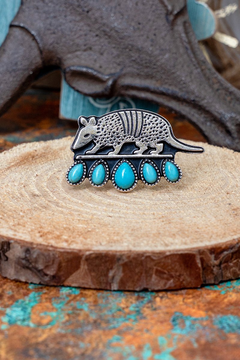 TIPI Turquoise Armadillo Alley Silvertone Ring - Wholesale Accessory Market