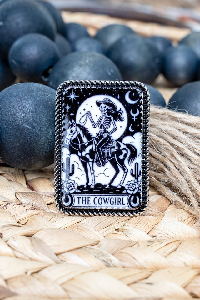 TIPI The Skeleton Cowgirl Card Silvertone Ring - Wholesale Accessory Market