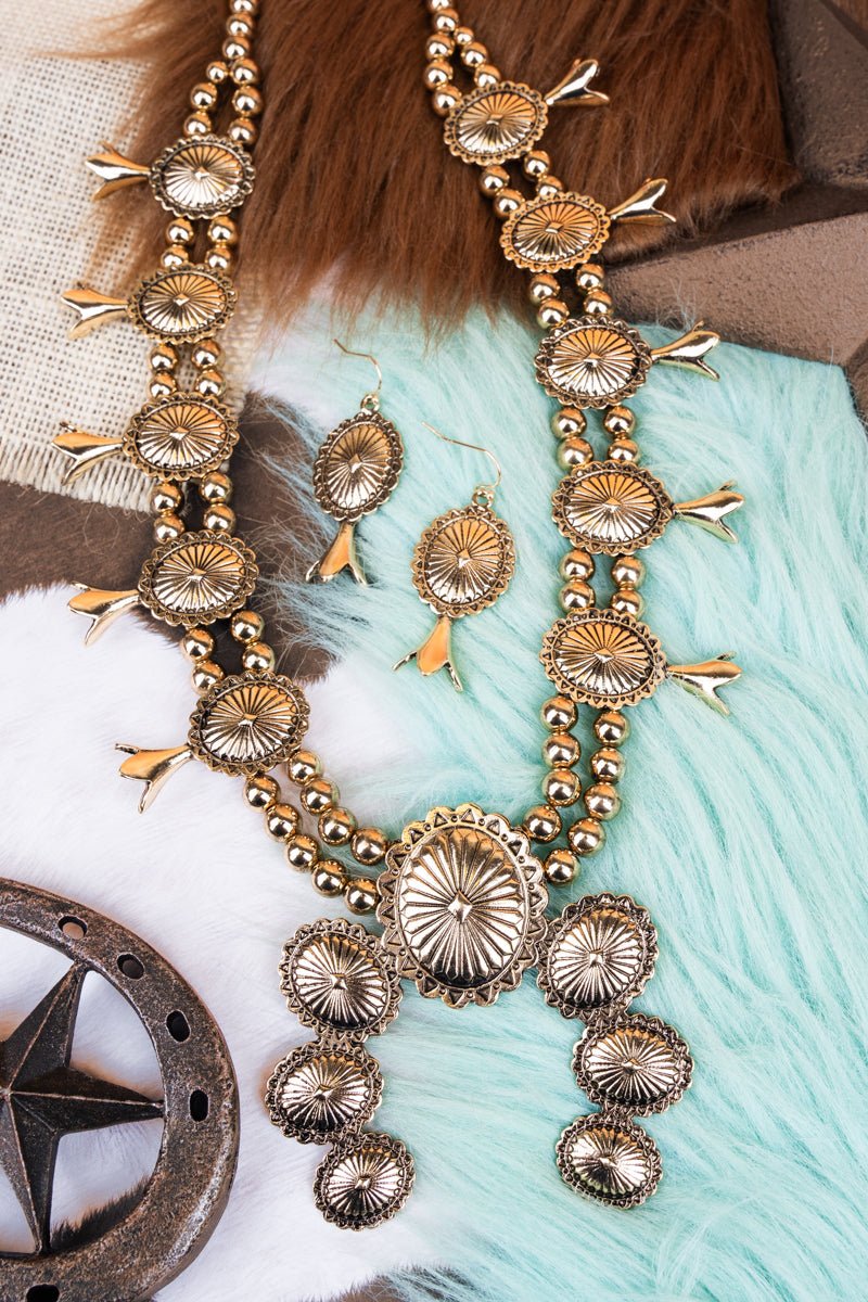TIPI San Sebastian Squash Blossom Goldtone Necklace - Wholesale Accessory Market