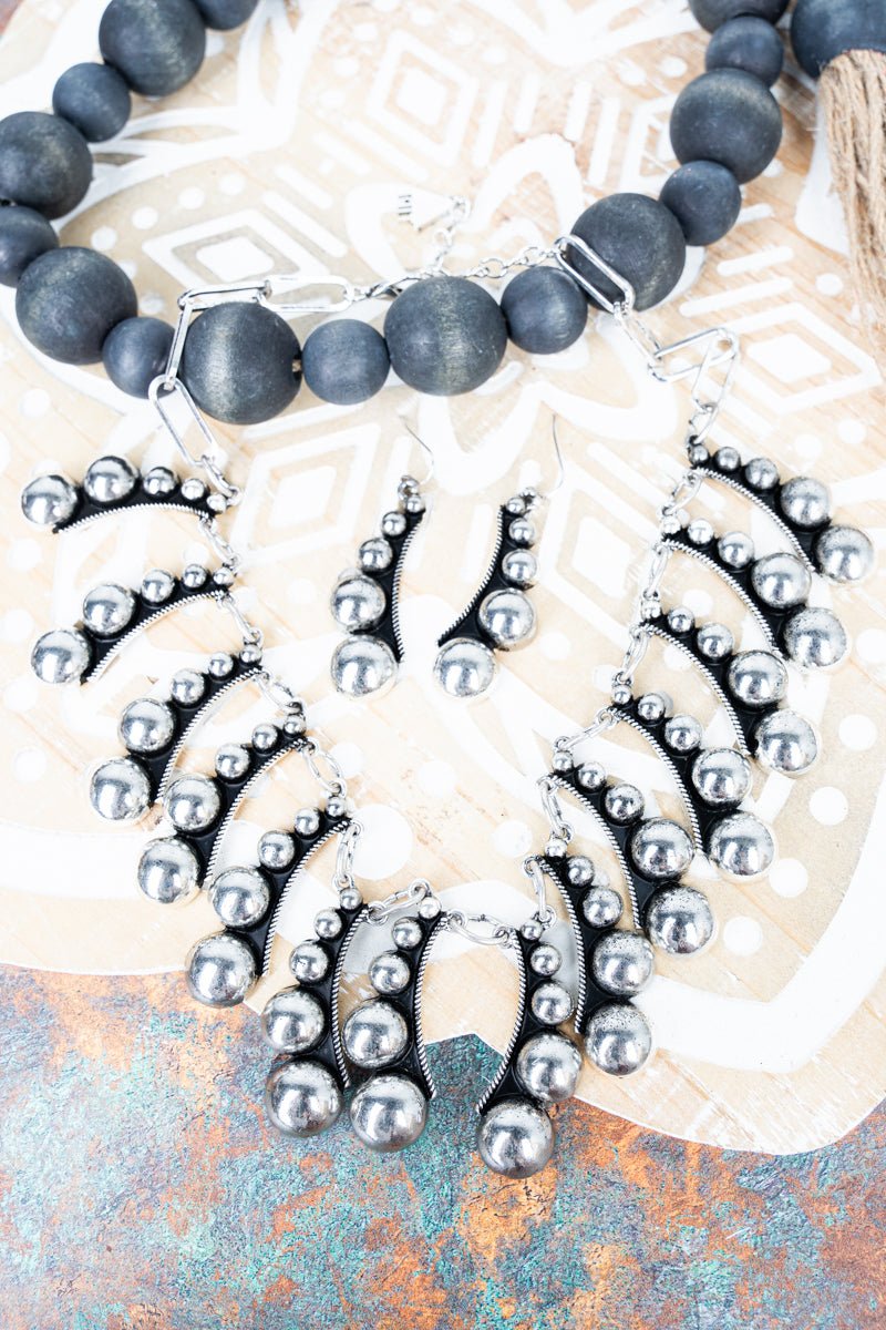 TIPI Rodeo Ready Silvertone Studded Necklace and Earring Set - Wholesale Accessory Market
