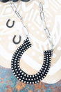 TIPI Western Wishes Silvertone Studded Horseshoe Necklace and Earring Set - Wholesale Accessory Market