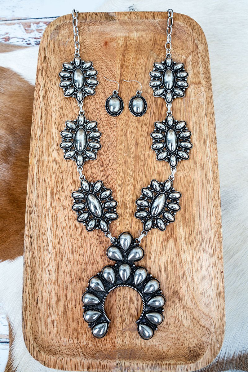 TIPI Ironcrest Squash Blossom Necklace and Earring Set - Wholesale Accessory Market