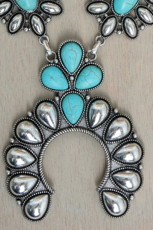 TIPI Turquoise Stonebrook Silvertone Necklace and Earring Set - Wholesale Accessory Market