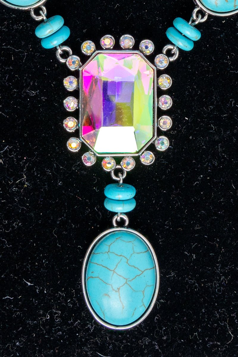 TIPI Turquoise & Iridescent Moonhaven Necklace and Earring Set - Wholesale Accessory Market