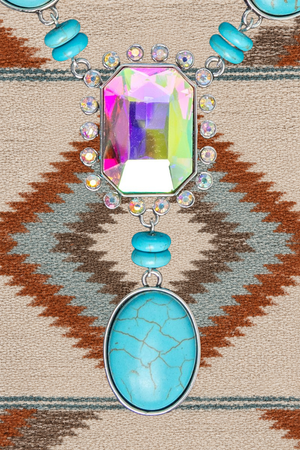 TIPI Turquoise & Iridescent Moonhaven Necklace and Earring Set - Wholesale Accessory Market