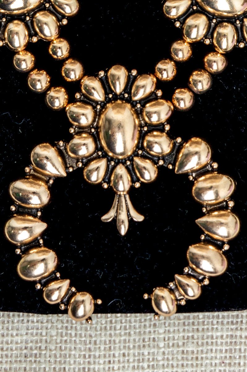 TIPI Steelridge Squash Blossom Goldtone Necklace and Earring Set - Wholesale Accessory Market