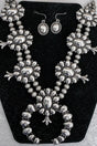 TIPI Steelridge Squash Blossom Silvertone Necklace and Earring Set - Wholesale Accessory Market
