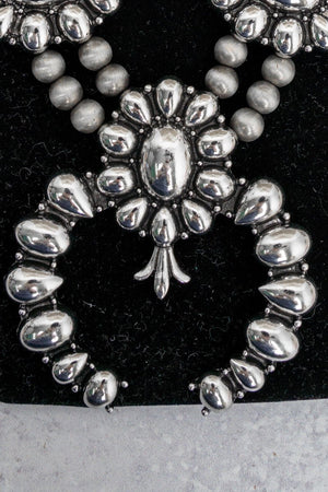 TIPI Steelridge Squash Blossom Silvertone Necklace and Earring Set - Wholesale Accessory Market