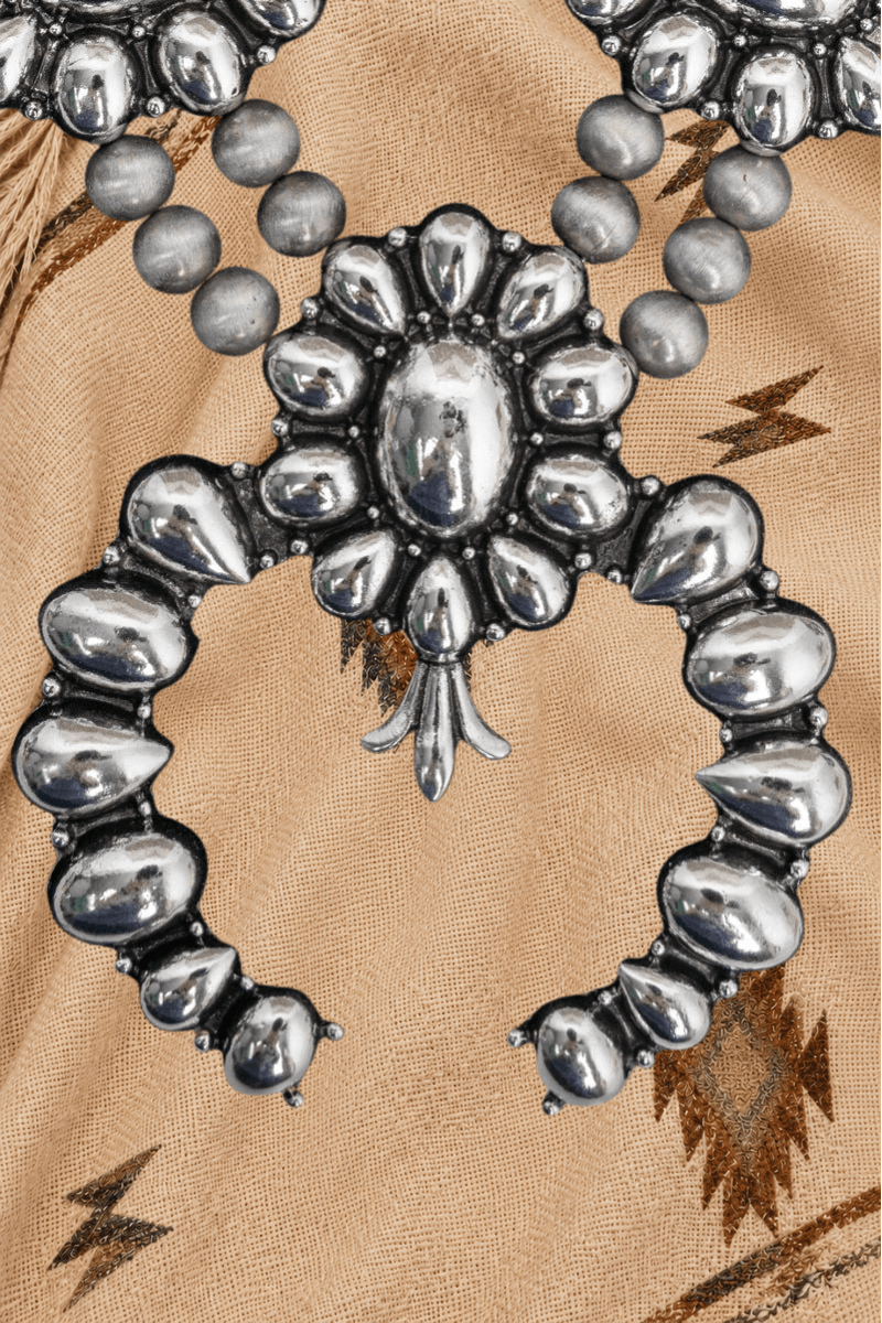 TIPI Steelridge Squash Blossom Silvertone Necklace and Earring Set - Wholesale Accessory Market