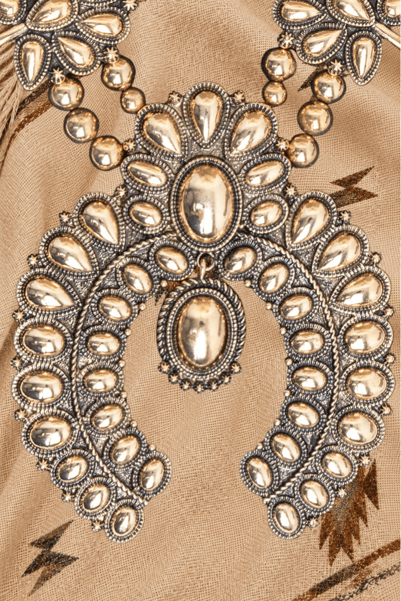 TIPI Ridgeflare Squash Blossom Goldtone Necklace and Earring Set - Wholesale Accessory Market