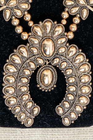 TIPI Ridgeflare Squash Blossom Goldtone Necklace and Earring Set - Wholesale Accessory Market